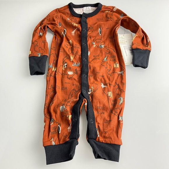 Gerber Coverall Overalls Modern Moments Printed Animal Organic Cotton‎ Onesie - Picture 1 of 6